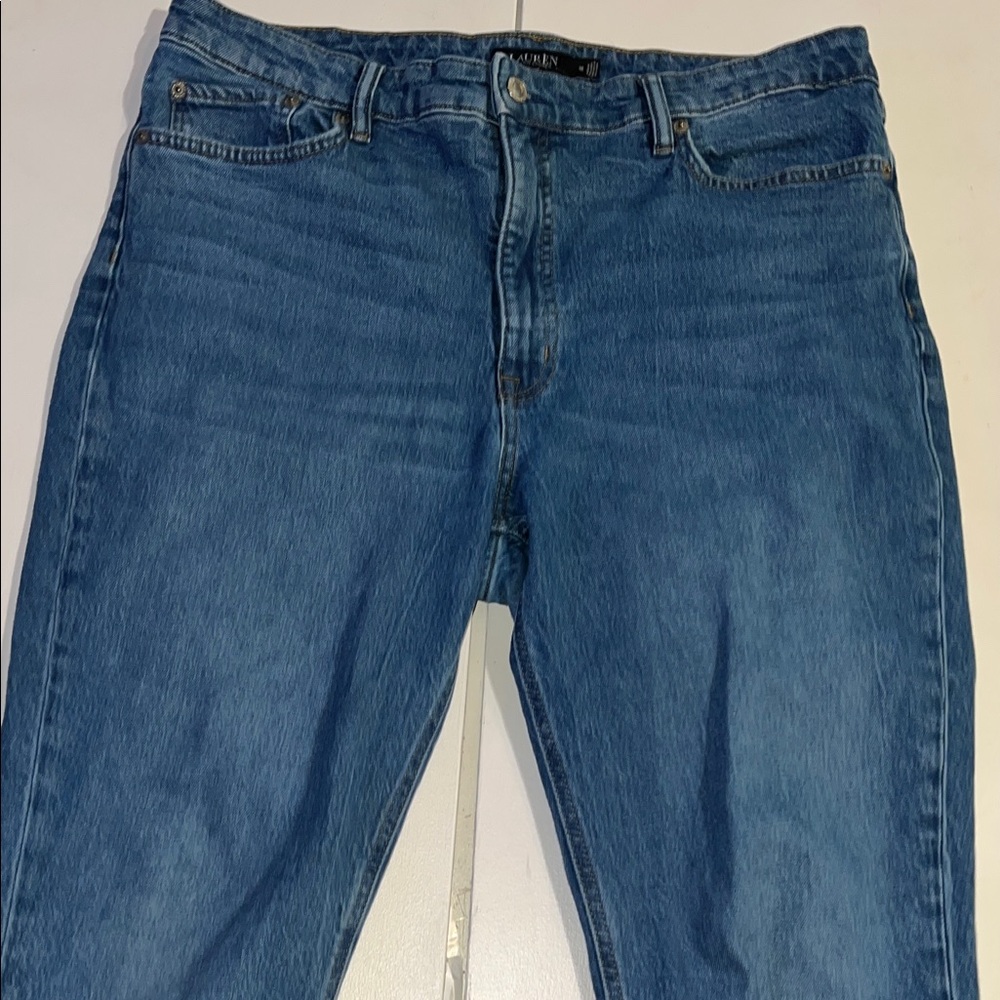 Lauren Ralph Lauren high-rise cropped fringe jeans, size 16
